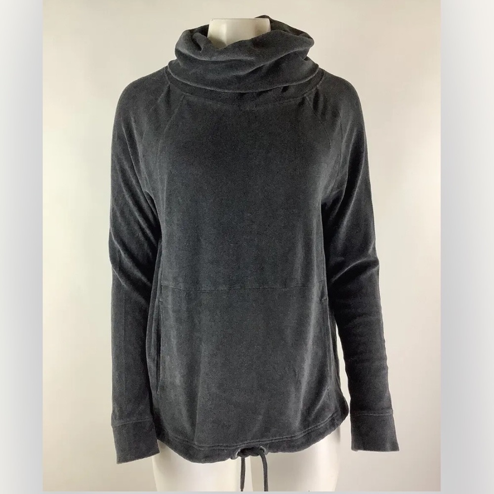 Athleta Sz S Velour Cowlneck Sweatshirt Gray Cotton Nylon Pullover Style